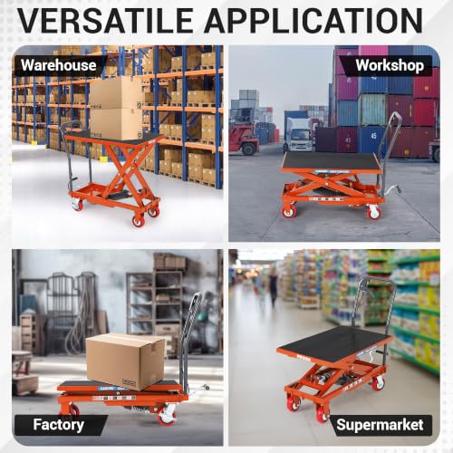 Hydraulic Lift Table Cart, 500Lbs Capacity 28.5" Lift Height - color: Orange