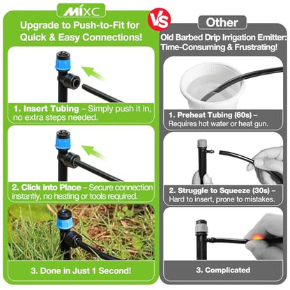 MIXC 80Pcs Drip Irrigation Emitters, Quick Push-to-Fit Connect Drip Vortex - size: Drip Emitter Vortex (80Pcs)