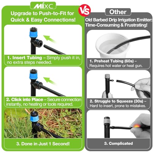 MIXC 100Pcs Drip Irrigation Emitters, Quick Push-to-Fit Connect Drip Vortex - size: Drip Emitter Vortex (100Pcs)