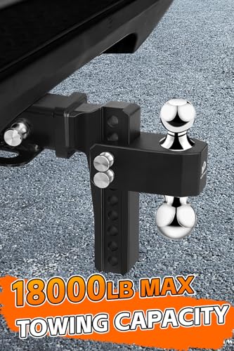 METOWARE 2.5'' Aluminum Adjustable Trailer Hitch, 8'' Drop/Rise,18K GTW - color: Black, size: 8'' Drop