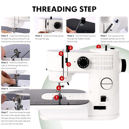 Twin Needle Sewing Machine, 39 Stitches, Portable Electric for Beginners