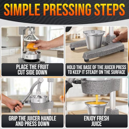 Cast Iron Juicer Hand Press, Heavy-Duty Squeezer (Silver) - color: Silver
