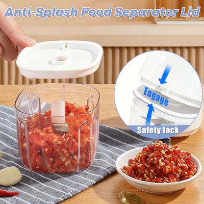 Tiiyee Electric Garlic Chopper, 350ML Mini Portable Mincer Masher 6 Blade