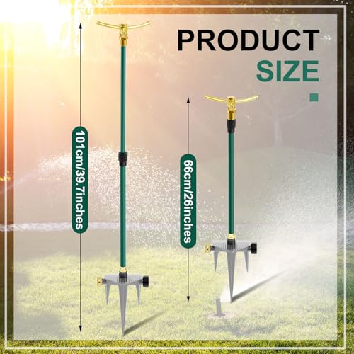 Hicarer 2 Pack 3 Arm Garden Sprinkler, 360° Rotating Garden Sprinkler, Capable of Sprinkling High Rise Lawns, Large Area Lawn and Garden Irrigation System for Small Lawn Garden Yard