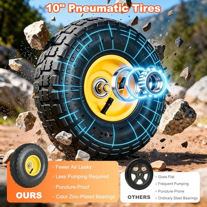 900 Lbs Heavy Duty Steel Garden Cart with Handle & 10" All Terrain Tires - color: Black Yellow, size: 900lbs