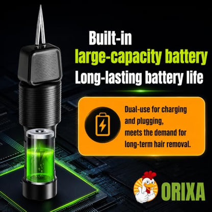 ORIXA Heavy-Duty Electric Chicken Plucker, High-Power Cordless Poultry Feather Remover with Auto-Adjusting 304 Stainless Steel Tweezer Head, Rechargeable for Chicken, Duck & Goose