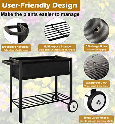 Koutemie Raised Garden Bed with Legs, Planter Box Outdoor with Wheels