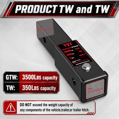 TYT 7-Inch Hitch Extender for 2" Receiver, Trailer Hitch Extension - size: 7'' Extender