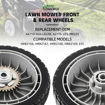 CheeMuii 2PCS HRR216 Lawn Mower Rear Wheels with Bolts for 42710-VE2-M02ZE | 8 Inch Lawn Mower Back Wheel with Bolt Replace for 42710-VE2-M02ZE Compatible with Honda Lawn Mower HRR216 HRS216 HRT216, etc - color: Gray-8IN-2REAR+2BOLT(HRR216)