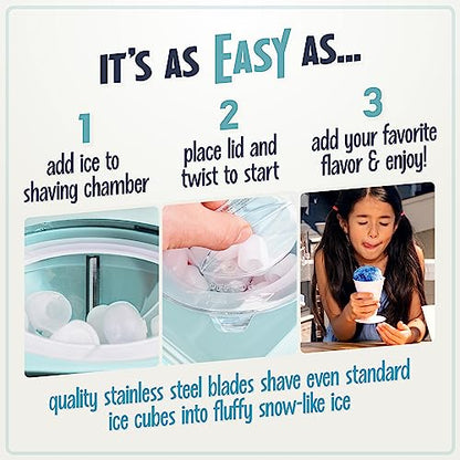 Nostalgia Snow Cone Machine With 2 Reusable Plastic Cups & Ice Scoop for Easy Serving- Retro Table-Top Ice Cone Maker Makes 20 Icy Treats- Slushie Machine for Parties, Family Treats & Gatherings- Aqua - color: Aqua, style: Table Top