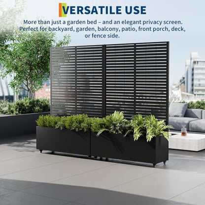 GarveeLife Metal Planter Box with Trellis and Wheels 71"x47"x16" - color: Strips, size: with wheels