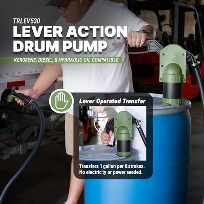 TERA PUMP Drum Barrel Pump w/Gas Pump Style Nozzle - style: Diesel / Fuel Pump