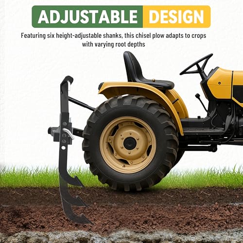 KUAFU 48" Chisel Plow Scarifier W/6 Shanks Compatible with CAT-0 Tractors