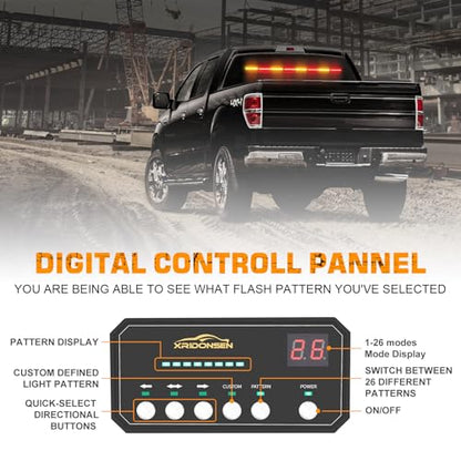 XRIDONSEN 35 inch Amber Red Traffic Advisor Light Bar 48 LED Strobe Lights - color: Amber/Red
