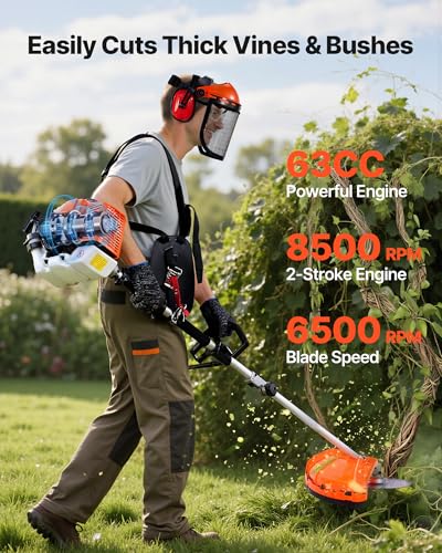 VEVOR Gas Hedge Trimmer 2 Cycle 63 cc 5-in-1 Gas Power Handheld Cutter - size: 63cc