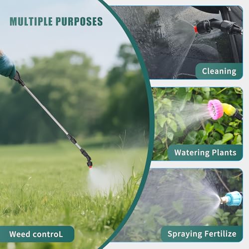 Backpack Sprayer 2 Gal Battery Powered, 3 Nozzles & USB Handle for Garden & Lawn - color: Green