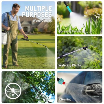 DEGGE Battery Powered Sprayer 2 Gallon, 7.4V Powerful Electric Pump Sprayer - color: White