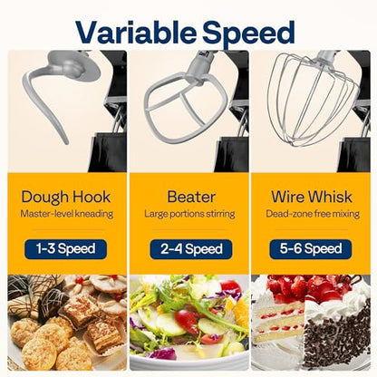 VIVOHOME 9-in-1 Stand Mixer with Fermentation & Timer, 7.5-Quart, Black - color: Black, size: 9-in-1