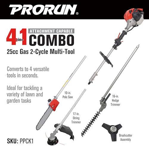 PRORUN 4 in 1 Combo Unit (PPCK1) 25.4cc Gas-Powered 2 Cycle Attachment Capable Powerhead