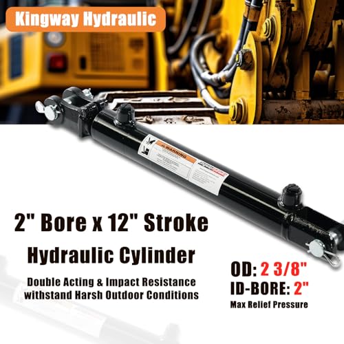 KINGWAY Hydraulic Tie Rod Cylinder 2" Borex12" Stroke, 3000 PSI SAE#8 - size: 2"x12"-WC