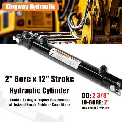 KINGWAY Hydraulic Tie Rod Cylinder 2" Borex12" Stroke, 3000 PSI SAE#8 - size: 2"x12"-WC