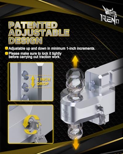RENO Trailer Hitch (2.5" Receiver) - 4" Drop/Rise Adjustable Trailer Hitch - size: 2.5" Receiver x 4" Drop/Rise