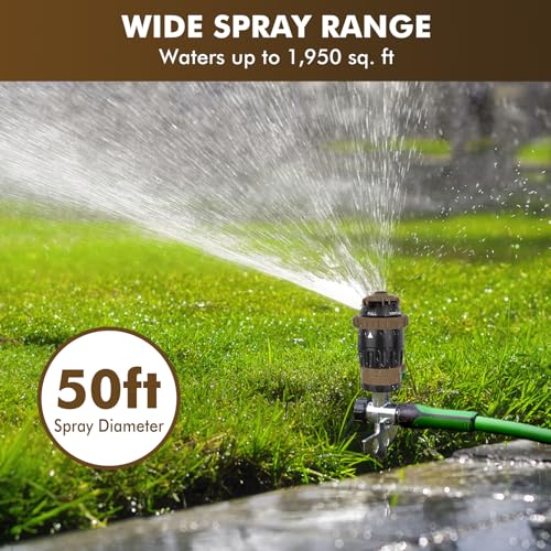 RESTMO Gear Drive Sprinkler with Metal T-Spike Base,Brown - color: Brown, size: 1 Pack