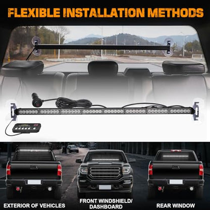 XRIDONSEN 35 inch White Traffic Advisor Light Bar 48 LED Strobe Lights - color: All White