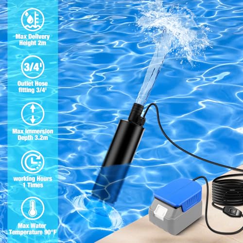 Water Transfer Pump Compatible with Makita 18V Battery, 635GPH 12V Submersible Water Pump with Sediment Filters, for Pool Draining, Garden, Pond, Deep Well (Tool Only) - style: for Makita 18V Battery