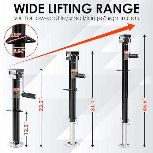 YOMILINK 5000 lbs A-Frame Trailer Jack, 15" Lift, Adjustable Drop Leg