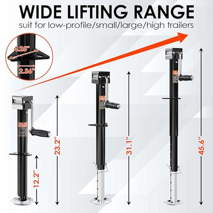 YOMILINK 5000 lbs A-Frame Trailer Jack, 15" Lift, Adjustable Drop Leg