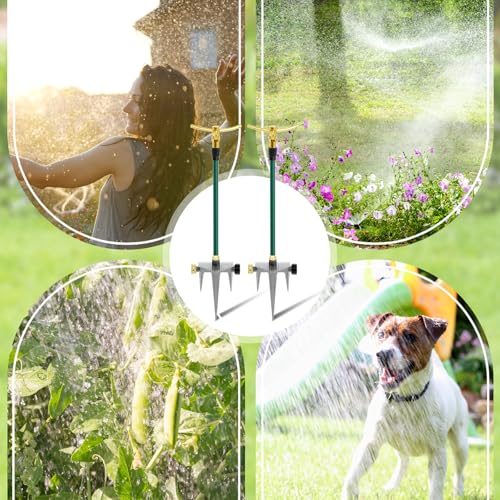 Hicarer 2 Pack 3 Arm Garden Sprinkler, 360° Rotating Garden Sprinkler, Capable of Sprinkling High Rise Lawns, Large Area Lawn and Garden Irrigation System for Small Lawn Garden Yard