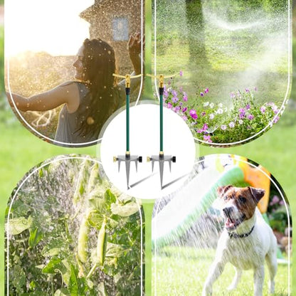 Hicarer 2 Pack 3 Arm Garden Sprinkler, 360° Rotating Garden Sprinkler, Capable of Sprinkling High Rise Lawns, Large Area Lawn and Garden Irrigation System for Small Lawn Garden Yard
