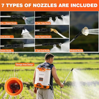 4.76 Gallon Auto Mixing Battery Powered Backpack Sprayer - color: Orange + White/Auto Mixing