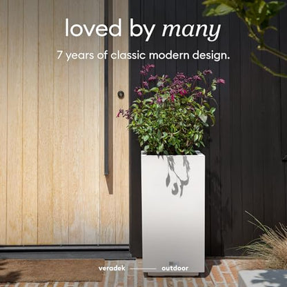 Veradek Block Series Pedestal Planter - Tall Rectangular Outdoor Planter - color: White, size: 26"H x 13.5"W