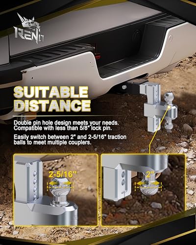 RENO Trailer Hitch (3" Receiver) - 8" Drop/Rise Adjustable Trailer Hitch - size: 3" Receiver x 8" Drop/Rise