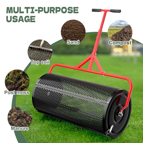Compost Peat Moss Spreader for Lawn, 30 Inch Compost Roller Spreader - size: 30 INCH