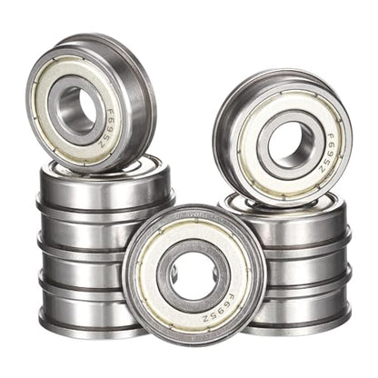 F695ZZ Flanged Ball Bearing, ID 5mm x OD 13mm x Width 4mm Miniature Bearings, Double Metal Shielded Deep Groove Bearings, Pre-Lubricated (GCr15) Chrome Steel 10pcs - size: F695ZZ 5mmx13mmx4mm