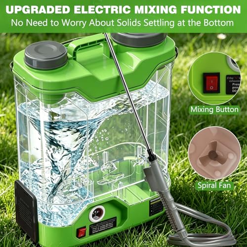 4.76 Gallon Auto Mixing Battery Powered Backpack Sprayer - color: Green + White/Auto Mixing