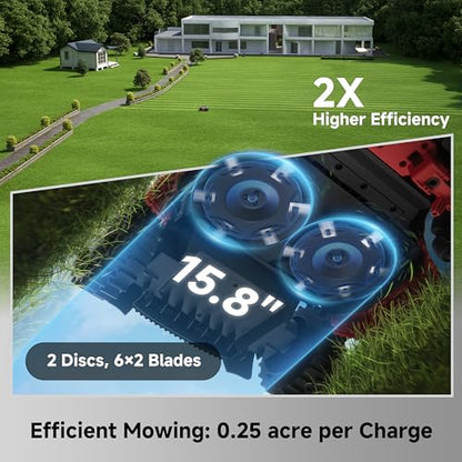 MOVA LiDAX Ultra 2000 AWD Robot Lawn Mower Wire Free RTK Free for up to 0.5 Acre*Dual Maps, 360° 3D LiDAR & AI Dual Vision Mapping, Robotic Mower with 4G, for 80% Slopes, Cutting Height 1.2”–3.9“ - color: 2000 AWD: Mows up to 0.5acre