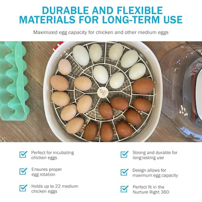 Egg Trays for Nurture Right 360 Egg Incubator,22 Medium Chicken Eggs Keeper
