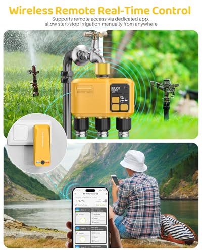WiFi Water Timer 3 Outlet Garden, Brass Inlet & Outlet - size: 3 Outlet I/O