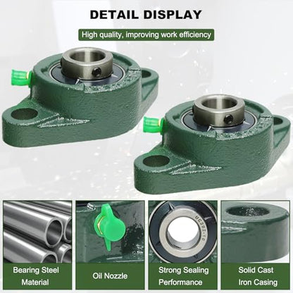 2 Pack UCFL202-10 Pillow Block Bearing - Flange Mounted Pillow Block Bearings - Bearing Steel Bearings with 5/8" Bore - Self Alignment - style: UCFL202-10