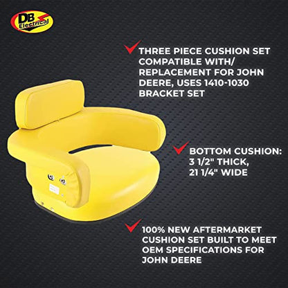 TY26545 Seat Cushion 3 Piece Set Cushion Compatible With/Replacement For John Deere JD600 2010 2510 2520 4020