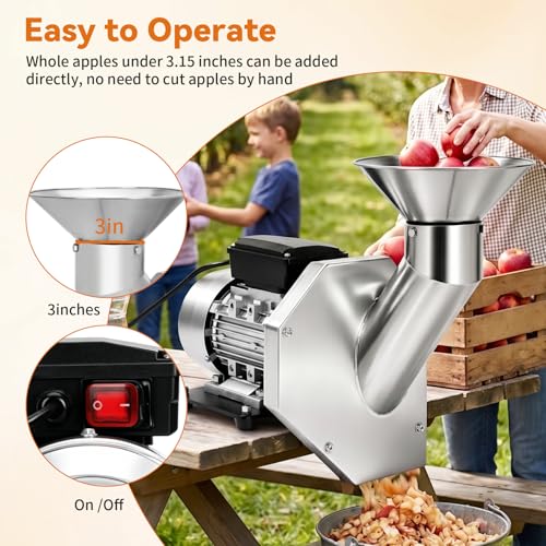 550W Electric Fruit Apple Crusher, 304 Stainless Steel Fruit Crusher