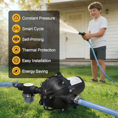 12V RV Water Pump, 5.0 GPM 55 PSI Diaphragm Pump, 17Volt Quiet Fresh Water Pump with Pressure Switch, Self Priming Pressure Pumps for RV Camper Boat Marine Food Truck, Dark Grey - size: 110V, 7.0 GPM - 70 PSI