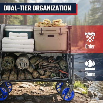 Sekey 400L Double-Decker Wagon, 500 lb Capacity, 50 in Extender - color: Gray