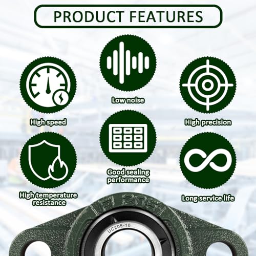 UCFL205-16 Pillow Block Bearing, 1" Bore 2-Bolt Flange Mount, 1 Pack | Solid base construction with self-aligning feature, 2-bolt flange mounted bearing for mechanical equipment
