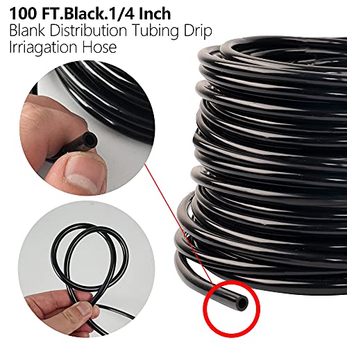 Hourleey Blank 100 FT Distribution Tubing Irrigation Drip Hose, 1/4 Inch Drip Line - size: 100 FT