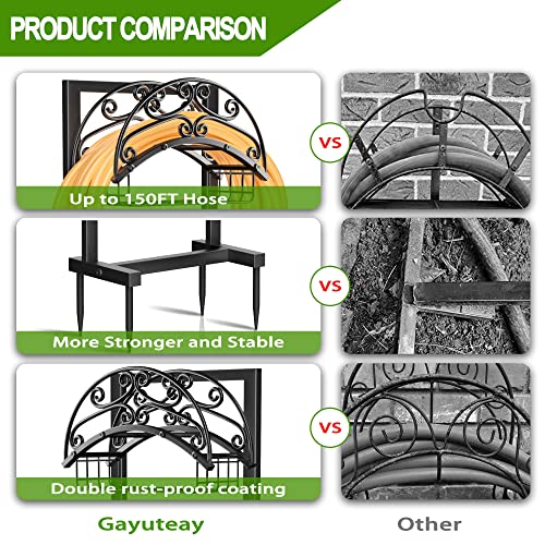 Gayuteay Garden Water Hose Holder with Storage Basket for Outside